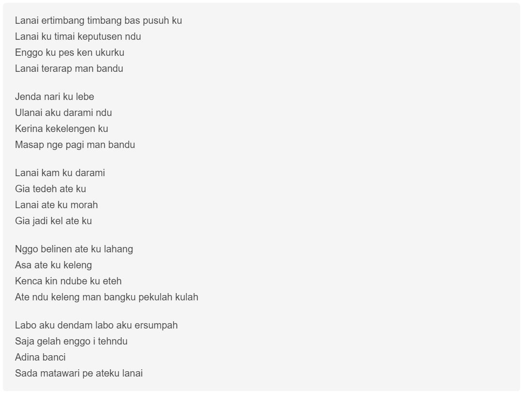 LIRIK LAGU KARO ICHE BR GINTING - SAMAPAL (SADA MATAWARI PE ATEKU LANAI)